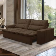 Sofá Retrátil e Reclinável 3 lugares com Molas 2,00m Ester Suede Marro