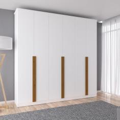 Guarda Roupa Casal 231x230cm 6 Portas 3 Gavetas Haia Edez Branco Artico