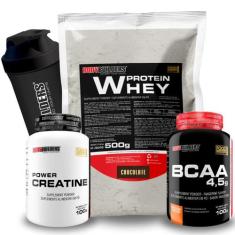 Kit Whey Protein 500g + BCAA 4,5 100g + Power Creatine 100g + Coquetel