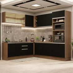 Cozinha Completa de Canto Madesa Glamy 459001 com Armário e Balcão (Se