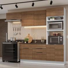 Armário de Cozinha Completa 270cm Stella Madesa 10, Branco/Rustic