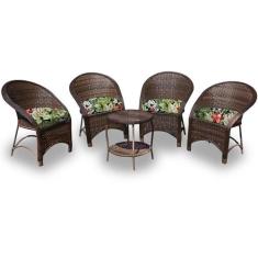 Conjunto de Poltronas Fibra Sintética Seul - 4 Poltronas + 1 Mesa Cent