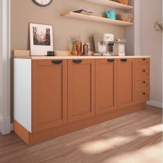 Cozinha Modulada 2 Peças 2 Balcões Arizona Cabecasa Madeiramadeira Branco/Terracota