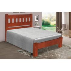 Cama de Casal Madri de Madeira Maciça Angelim Pedra/Tauari - Cor Mel -