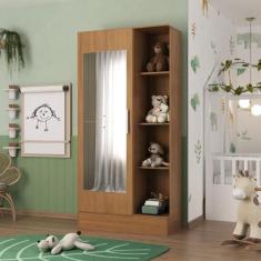 Guarda Roupa Infantil 1 Porta com Espelho Sara Cinamomo - Espresso Móv