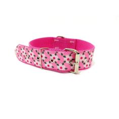 Coleira para cachorro xadrez em nylon  rosa  tamanho nº. 8