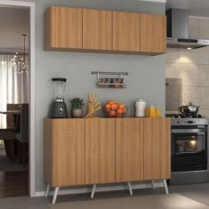 Kit Armário de Cozinha Aéreo e Balcão 4 Portas Retrô Multimóveis MP217