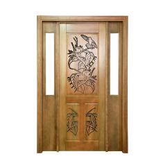 Portal Madeira Maciça Vitrô Duplo Ninho Entalhada Completa 143x213x18cm Cedro Rosa Madeira