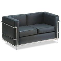 Sofá Com 02 Lugares Para Recepção De Escritóriovenezia Preto - DESIGN 