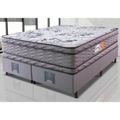 Cama Box Queen Colchão OrtoFirm + Box 158x198x71 Double Face Espuma D45 Cinza