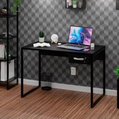 Mesa De Escritório Escrivaninha 1 Gaveta 100cm Industrial Preto - Netm