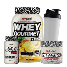 Kit Whey Protein Gourmet + Creatina 300g + BCAA 100 cáps + Coqueteleira - FN Forbis Nutrition-Unissex