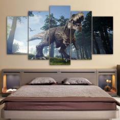 Quadro Decorativo Dinossauro 5 peças em tecido