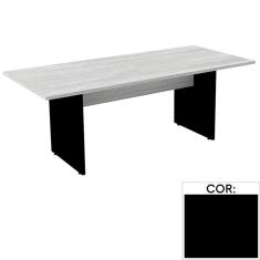 Mesa de Reunião Retangular 200 x 90 cm Pé Painel PE25 em MDP Preta com Base Preta