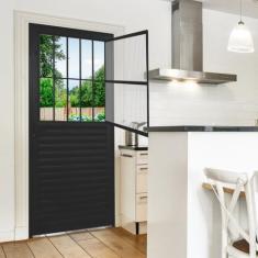 Porta de Alumínio Lambril 210x90cm Postigo Hale Esquadrias Abertura Es