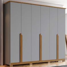 Guarda-Roupa Casal Andréas 6 Portas 6 Gavetas Cinza/Nature - Henn, Cin
