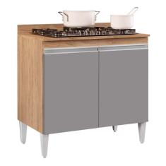 Balcão Para Cooktop 2s Brenda Castanho Cinza 80cm