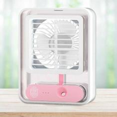 Ventilador Pequeno Silencioso Umidificador Luz Led Ar Fesco - Desert E