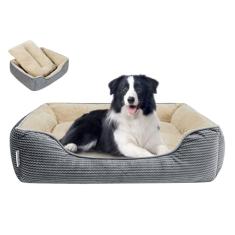 Miguel Cama para cães com almofada/travesseiro removível para cães médios e pequenos, cama lavável para animais de estimação com lateral fácil de lavar, cama retangular grande para gatos internos com
