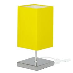 Abajur Eros Quad Amarelo com Base Inox. - MARRYLUZ