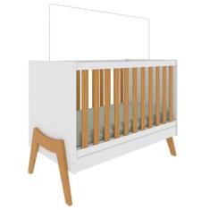 Berço Retro Moveis Peroba Guti 5x1 MDF Branco Amêndoa