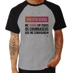 Camiseta Raglan Projeto Verão - Foca na Moda, Cinza, Preto, M