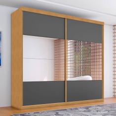 Guarda Roupa Com Espelho 2 Portas Aroeira Naturalle Grafite