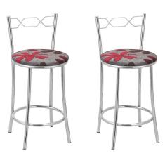 Kit 2 Banquetas Cromadas Bc51-c - E511 Cromada-vermelho