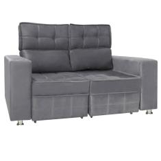 Sofá Retrátil E Reclinável 2 Lugares Londres 1.60cm Com Molas Suede Speciale Home Chumbo