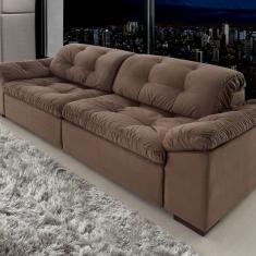 Sofá Retrátil E Reclinável 2 Lugares 260 Cm Pérola Veludo Marrom