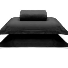 Jogo De Cama Buettner King Malha 100% Algodao Liso 3 Peças Image Preto
