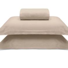 Jogo De Cama Buettner King Malha 100% Algodao Liso 3 Peças Image Bege
