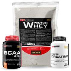Kit Whey Protein 500g + BCAA 100g+ Power Creatina 100g - Bodybuilders,