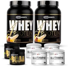 Kit 2 Whey Beta 4 Protein 900g+ 2bcaa+ 4 Glutamina-Unissex