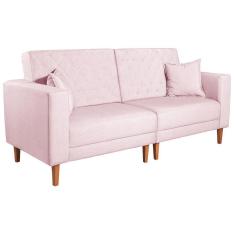 Sofá 03 Lugares Living Ponza Suede Cor Rosa Bebê