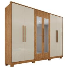 Guarda-Roupa Casal 100% MDF 6 Portas e 6 Gavetas Premium Com Espelho -