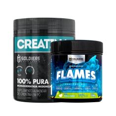Kit: Creatina Monohidratada Pote 300g 100% Pura + Pré-Treino Flames 200g - Soldiers Nutrition-Unissex