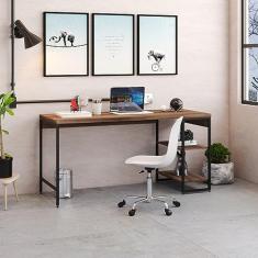 Escrivaninha com Estante Baixa 2 Prateleiras Estilo Industrial 150cm Active Yescasa