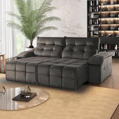 Sofá Retrátil e Reclinável 250cm 2 Lugares M122  Cinza Escuro