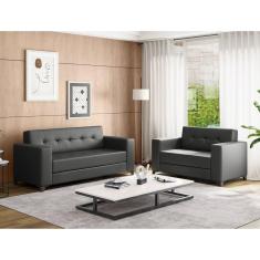 Conjunto de Sofás 3 e 2 Lugares Bronze Preto