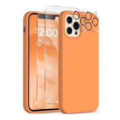 COFFKER Capa para iPhone 12 Pro Max, [2 protetores de câmera + 2 protetores de tela], capa protetora de silicone à prova de choque, capa de telefone com forro de microfibra para iPhone 12 Pro Max de