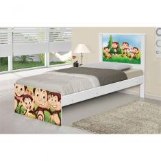 Cama Solteiro Safari Macaquinhos Com Colchão