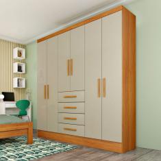 Guarda-Roupa Solteiro Arizona 6 Portas Cinamomo/Off White - Tcil Móveis