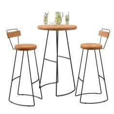 Kit Mesa Bistrô Redonda E 2 Banquetas Alta Astra Com Encosto Base Metálica - Pallazio