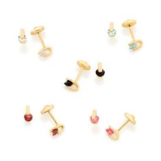 Brincos banhado ouro 3x 24k 18k e 22k  femininos segundo furo infantil