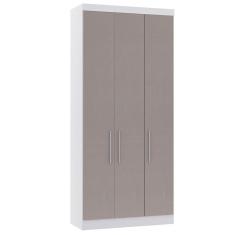 Guarda Roupa Modulado 101,50cm 3 Portas Alpes Luciane Móveis Branco Pf Com Cinammon Pf