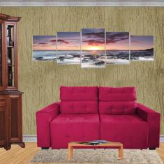 Sofa Retratil E Reclinavel 2 Metros German  - Beatriz Decor , VERMELHO