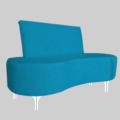 Sofá 2 Lugares Feijão Organico Pes Metal Cromados 140cm Turquesa