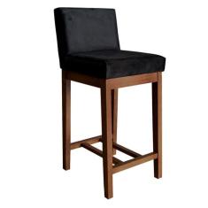 Banqueta Média Estofada com Encosto Lisboa 90 Cm Madeira Maciça Suede 