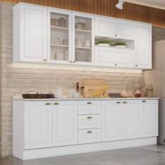 Cozinha Compacta 7 Peças com Aéreo de Vidro Emily